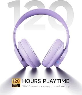 Picun B8 Headphones Wireless Bluetooth, 120H Bluetooth Headphones Over Ear with 3EQ Music Modes, Hands-Free Calls, Deep Bass Headphones for Travel Home Office Cellphone PC (Purple)