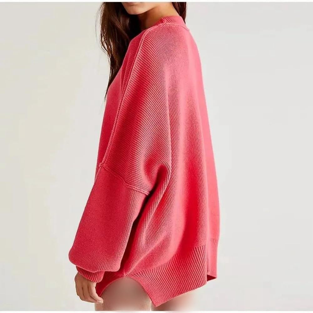 Damen Oberteile, Lässige Pullover, Rundhalsausschnitt, Lange Ärmel, Gerippter Strickpullover, Oversize Oberteile, Pullover, Weicher, Warmer Pullover, Tunika, Frühlings Winter Sweatshirt St