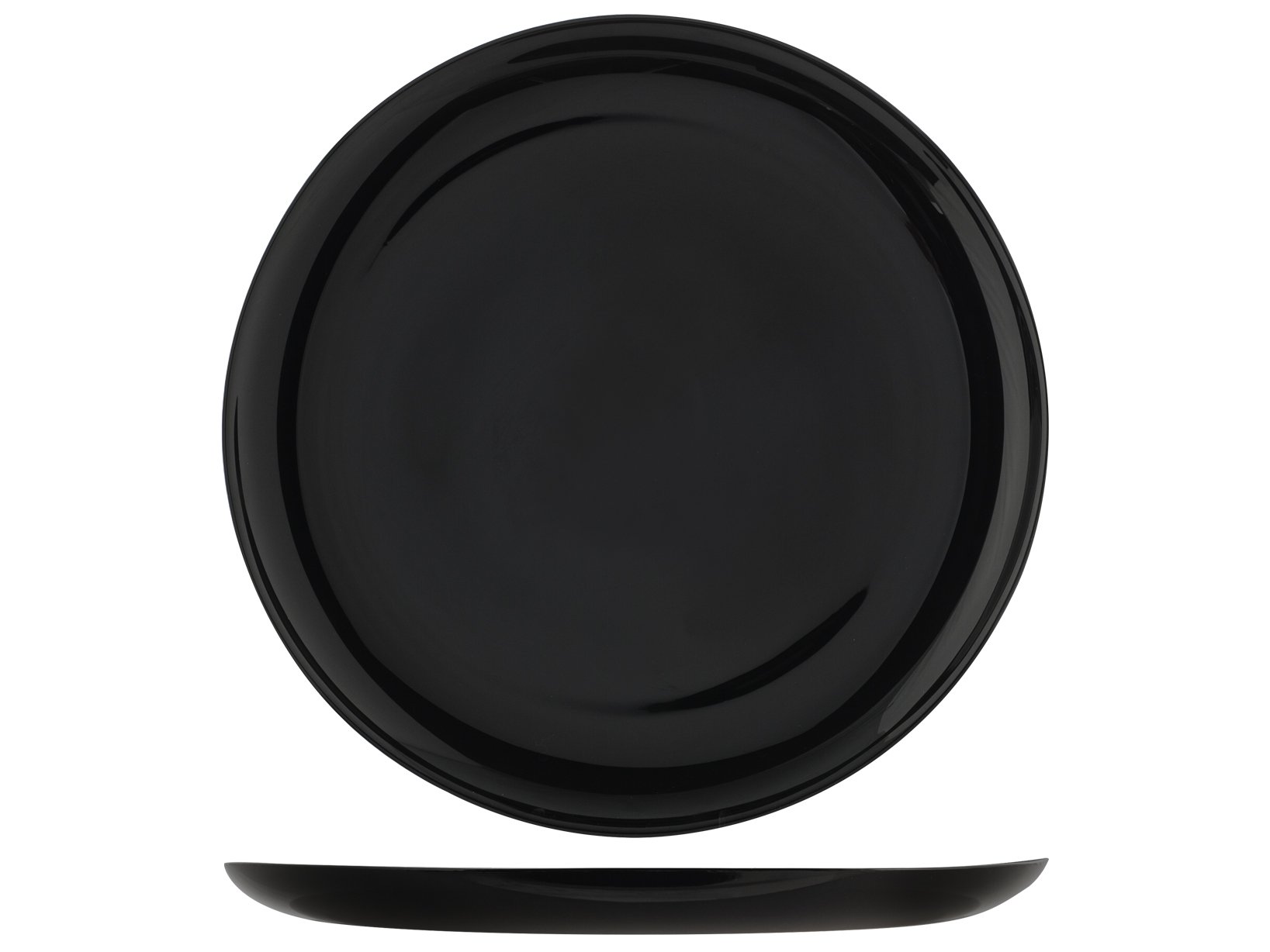 H&H Premiere Set Piatti Pizza, Nero, 32 cm, in Vetro Opale, Confezione da 6 Unità, Eleganti Piatti per Tavola Moderna