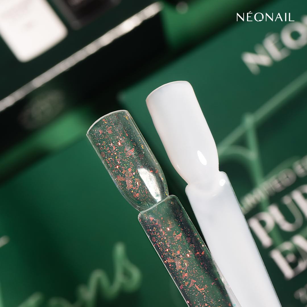 NÉONAIL Zestaw do Manicure Hybrydowego PURE EMOTIONS - baza & top - Minimalist Color Base Snow Tone 7,2 ml & Top Glow Shiny Flakes 7,2 ml