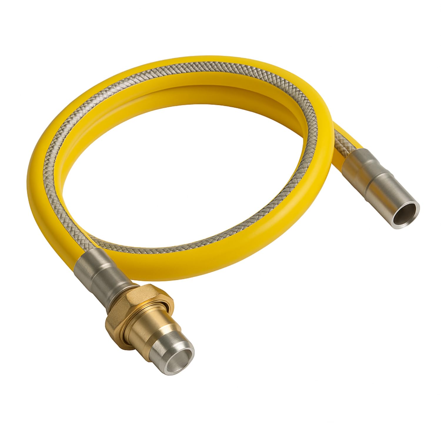 Tubo flessibile per fornello a baionetta in acciaio inox da 1 m, con rivestimento giallo, tubo flessibile di collegamento del gas con raccordi in ottone