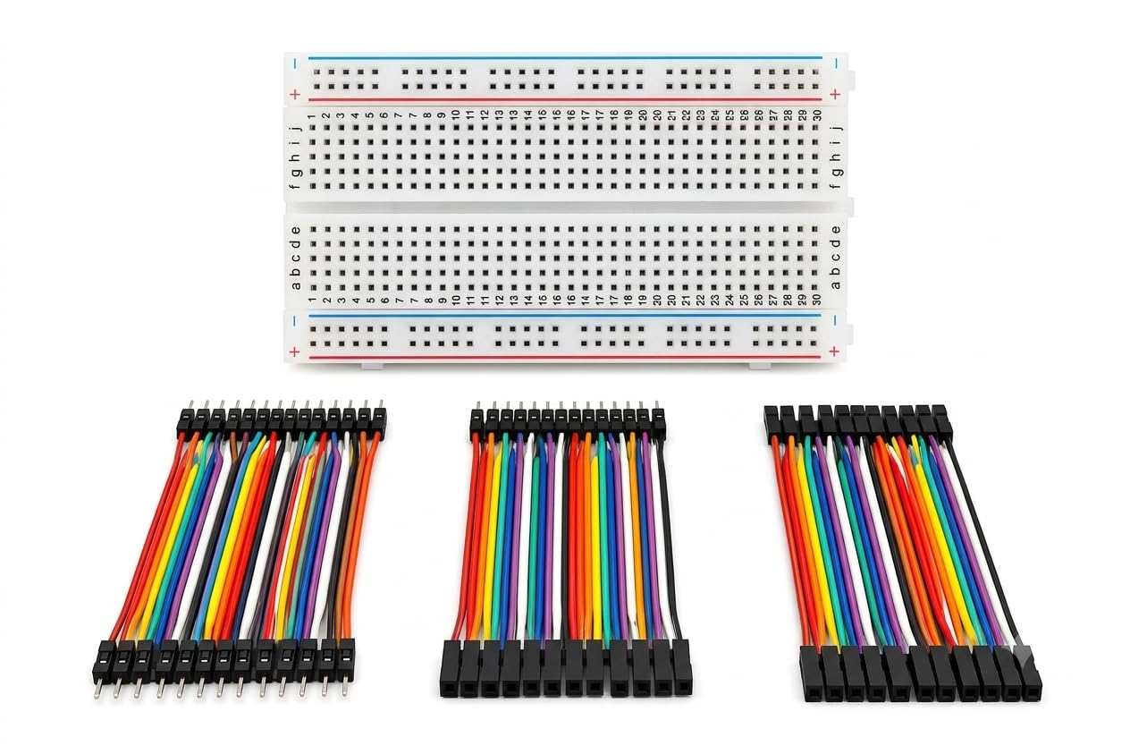Breadboard & Jumper Wires Kit, 400 Tie Points Solderless Breadboard with 120PCS Jumper Cables (40 M-M, 40 M-F, 40 F-F), Compatible with Arduno & DIY Electronics-image-31
