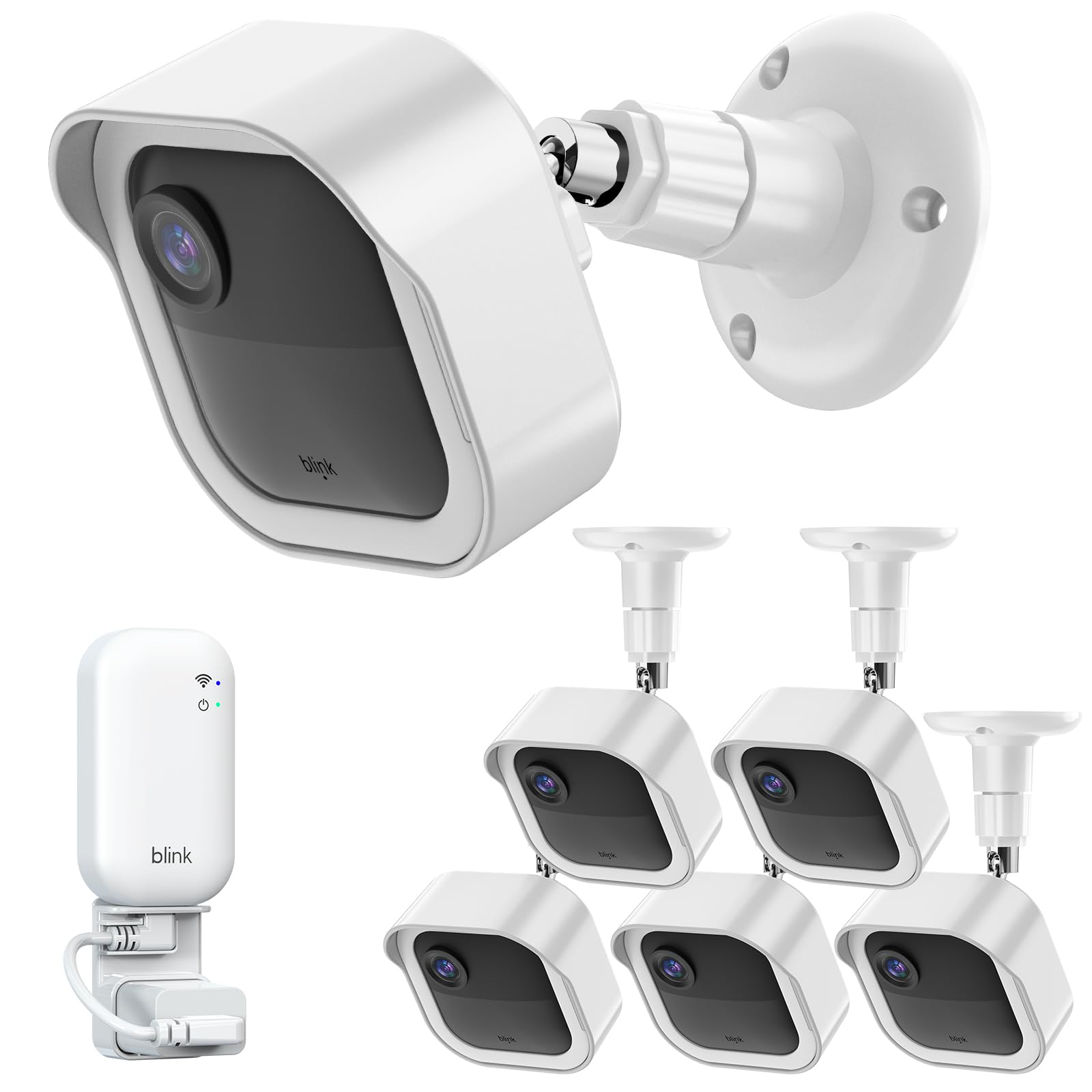 All-New Blink Outdoor Camera Wall Mount, 360° Adjustable Mount and Weather Proof Protective Housing with Blink Sync Module Outlet Mount for Blink Outdoor (4th & 3rd Gen) Camera System (White, 5 Pack)