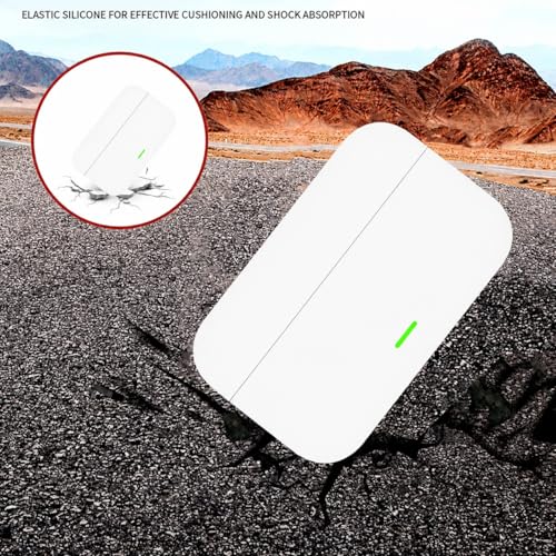 Image of Aniex Silicone Case Cover for realme Buds T500 Pro, Shockproof, Anti-Slip, Dustproof, Scratch Resistant, with Carabiner Hook, Full Body Protection (Circle White)