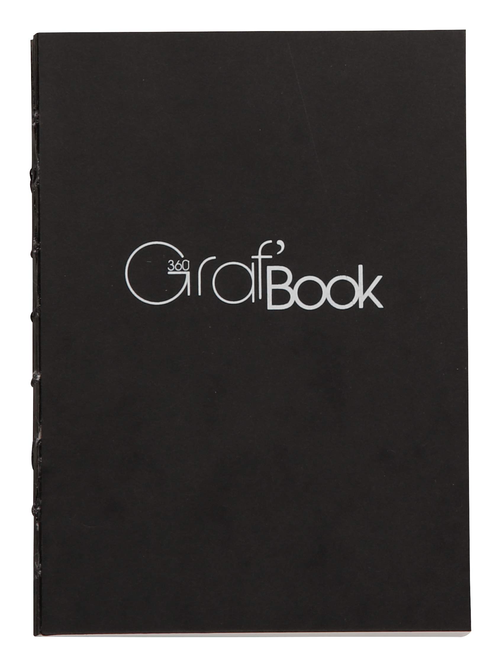 ClairefontaineRef 975800C - GRAF Book 360 Raw Binding Book (100 Sheets) - A6 in Size, 100gsm Paper, Acid Free, pH Neutral, Orientation - Black Cover