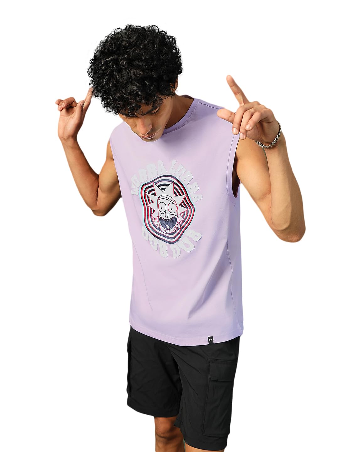 bewakoof Official Rick and Morty Merchandise Men's Graphic Printed Boxy Fit Sleeveless Round Neck Cotton Jersey Vest-picture-31