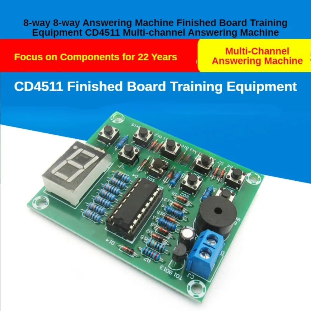V TELESKY 1PCS 8-Way 8-Way Answering Machine Finished Board Training Equipment CD4511 Multi-Channel Answering Machine