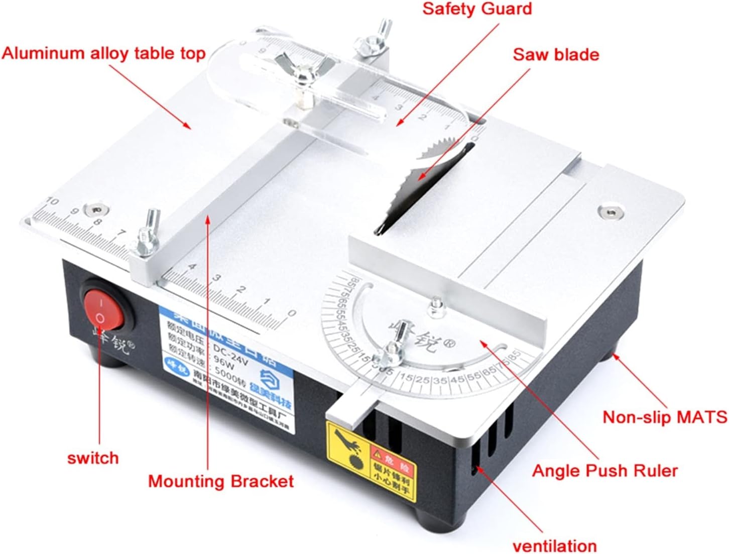Wood Lathe Mini Multifunctional Table Saw Electric Desktop Saws Small Household DIY Cutting Tool Woodworking Bench Lathe Machine (Plug Type : U-S)