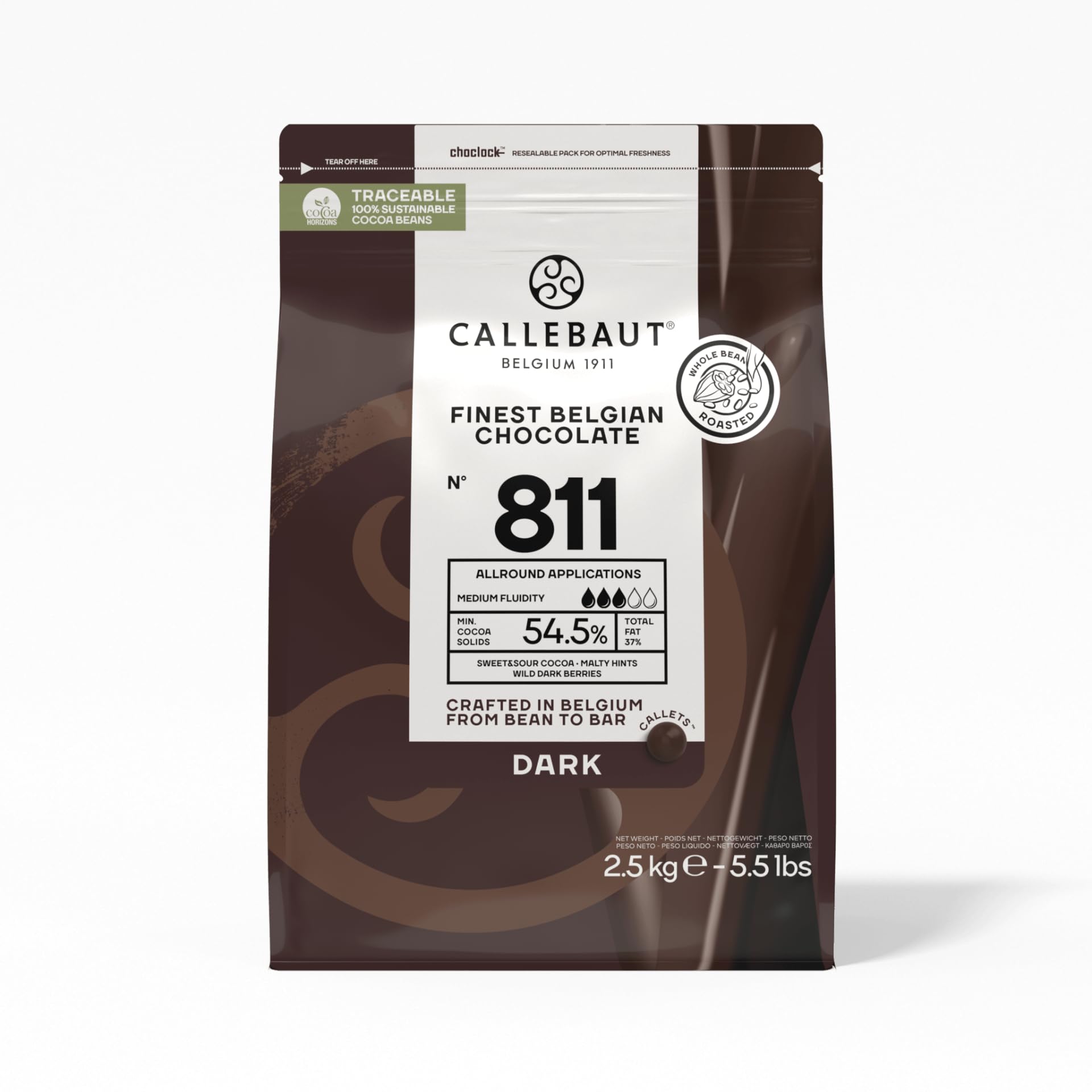 Recipe No. 811 Finest Belgian Dark Chocolate With 54.5% Cacao, 5.51 Pound