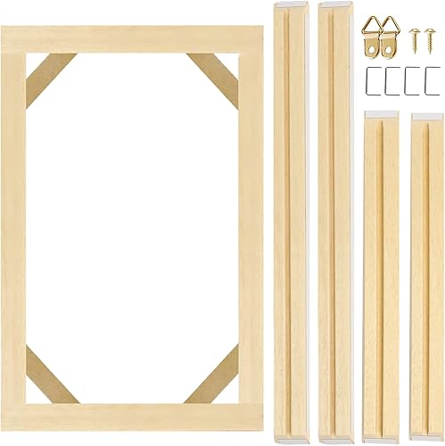 Miniatura 9 de Kit de marco de lienzo de madera maciza, barras de madera maciza para pinturas al óleo, impresiones de lienzo, marco de póster para estirar y