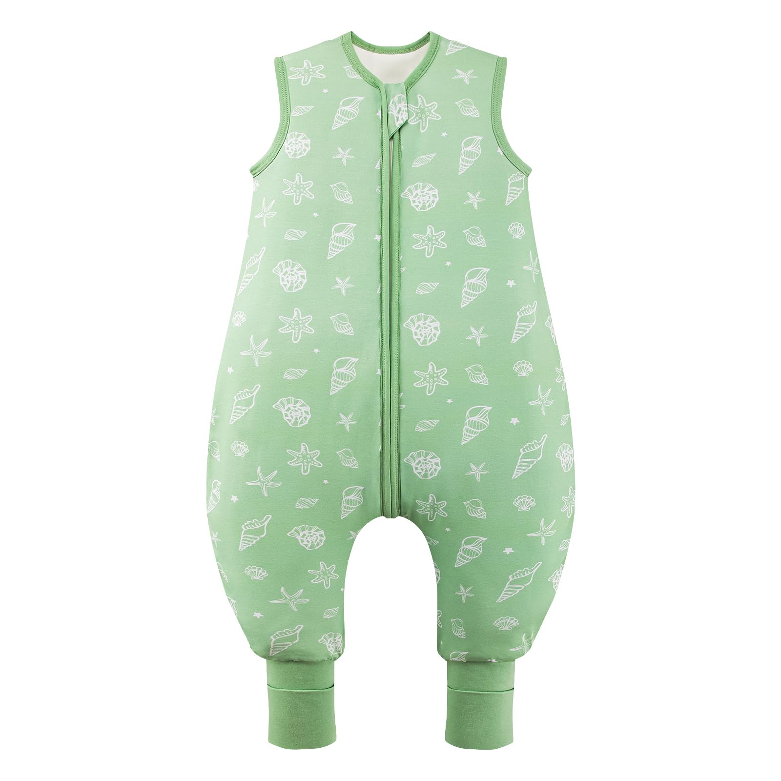 ToyaTec Sacco nanna con piedi, 2,5 Tog, super morbido, realizzato in rayon di bambù, per bambini, in fibra di bambù, per l'inverno, per l'autunno e l'inverno (verde, 100cm (3-5 Jahre))