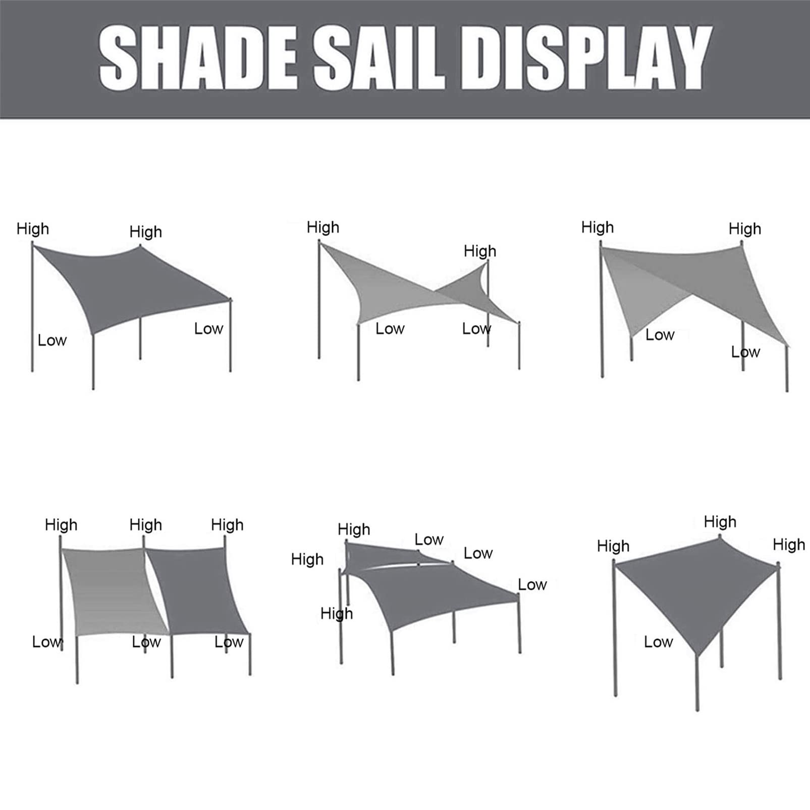 Sand Sun Shade Sail Prostokąt poliester tkanin Oxford Suncreen Arecreen Pergola Shade Żagle Balkonik UV Waterproof For Yard Patio Lawn Garden Outdoor, wiele rozmiarów