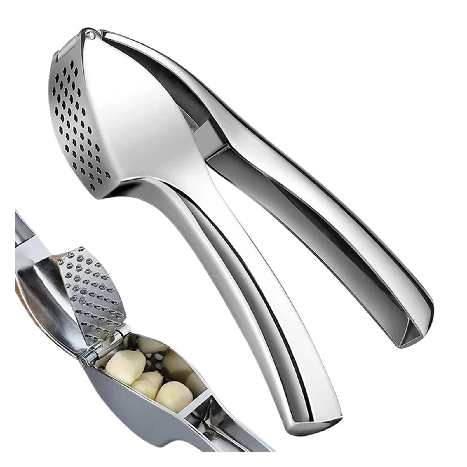 Knoblauchpresse, Knoblauchwolf Und -zerkleinerer Aus Edelstahl | Abnehmbare Konstruktion, Einfaches Drücken, Um Feine Knoblauchpaste Zu Erhalten, Und Einfache Reinigung(Garlic Press 2PCS)
