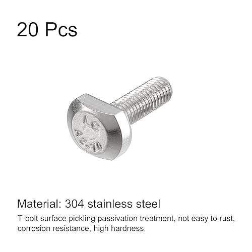 Miniatura 3 de uxcell Pernos de ranura en T, 20 piezas M5x16mm ranura en T Pernos deslizantes Pernos deslizantes 304 Tornillos en forma de T de acero inoxidable