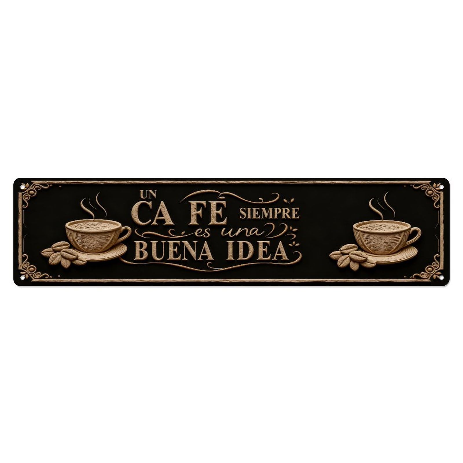 Coffee Cup Steam Beans Pattern Metal Tin Sign Plaque