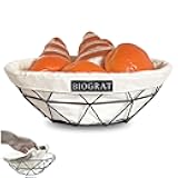 BIOGRAT® Metal Bread Serving Basket for Table with Liner Cloth, Ø 10.43 inches 1 Pcs