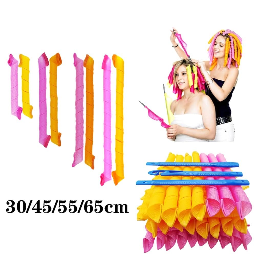 Rulos Para El Pelo Rulos for el cabello (30/45/55/65 cm) sin forma de onda, rizos redondos en espiral, rizador de pelo suave, rodillos mágicos for el cabello DIY Rulos Flexibles Para Rizar Pelo (Tama