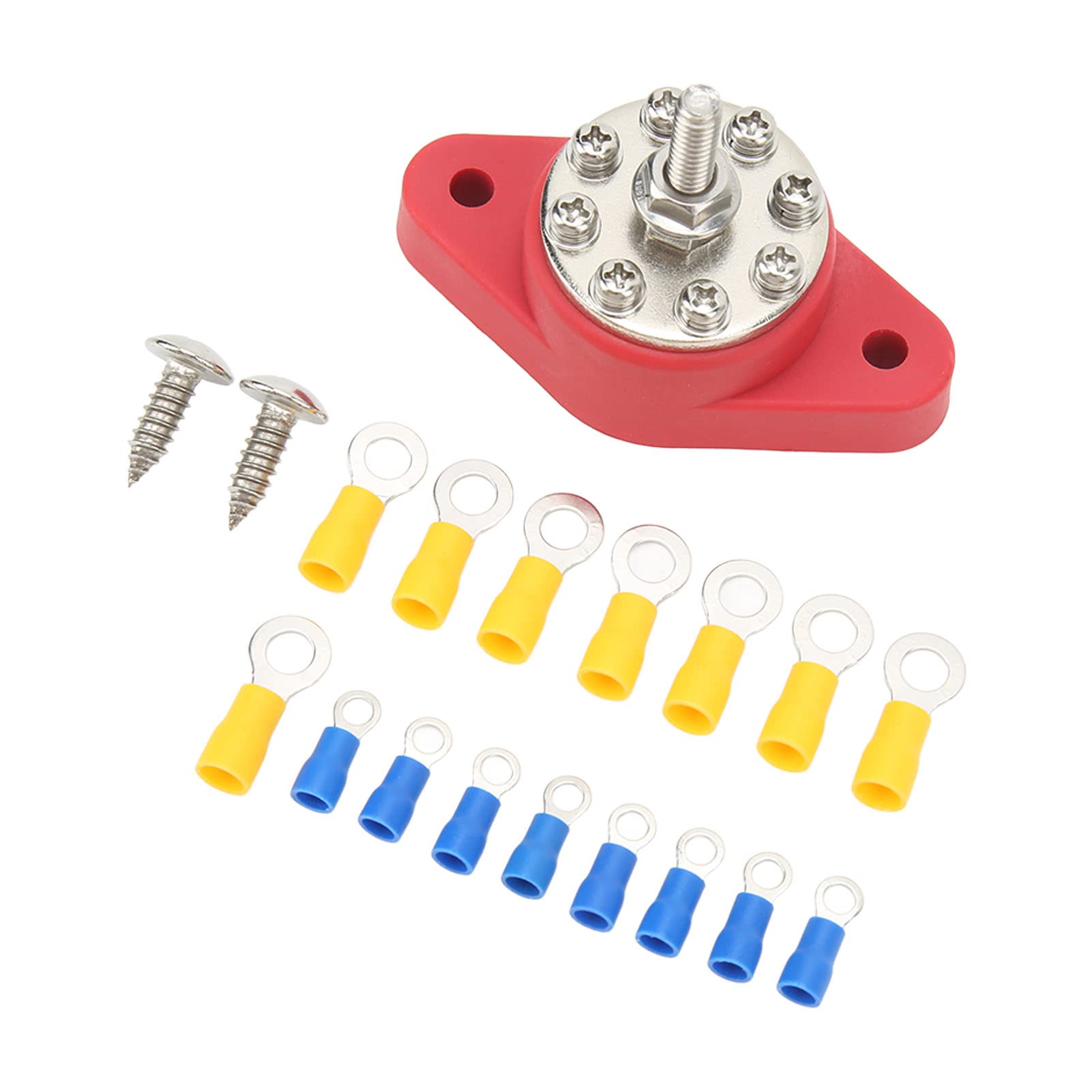 Morsettiera per giunzione di distribuzione con 16 morsettiere per batteria da 1/4" M6 per auto, barche, camion