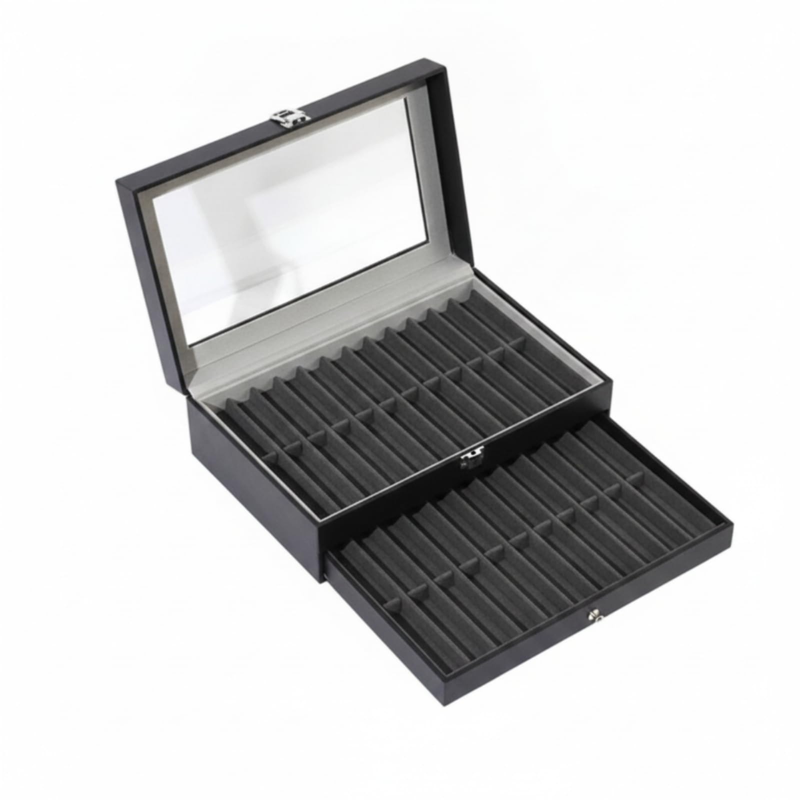 Vetrina Portapenne Scatola Espositiva Custodia Penne Organizer Penne con Coperchio Trasparente E Design Elegante Slot Individuali Protettivi a Due , Yellow , 2 Layers 24 Slots