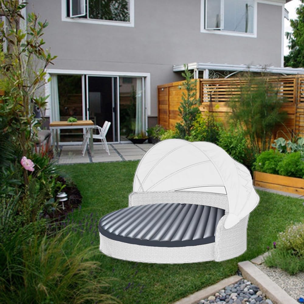 Cojín para sofá cama al aire libre, colchones redondos para cama de agua, colchones de onda completa de flujo libre, círculo de 3 pulgadas de alto x 66 pulgadas de profundidad, cojín inflable 9