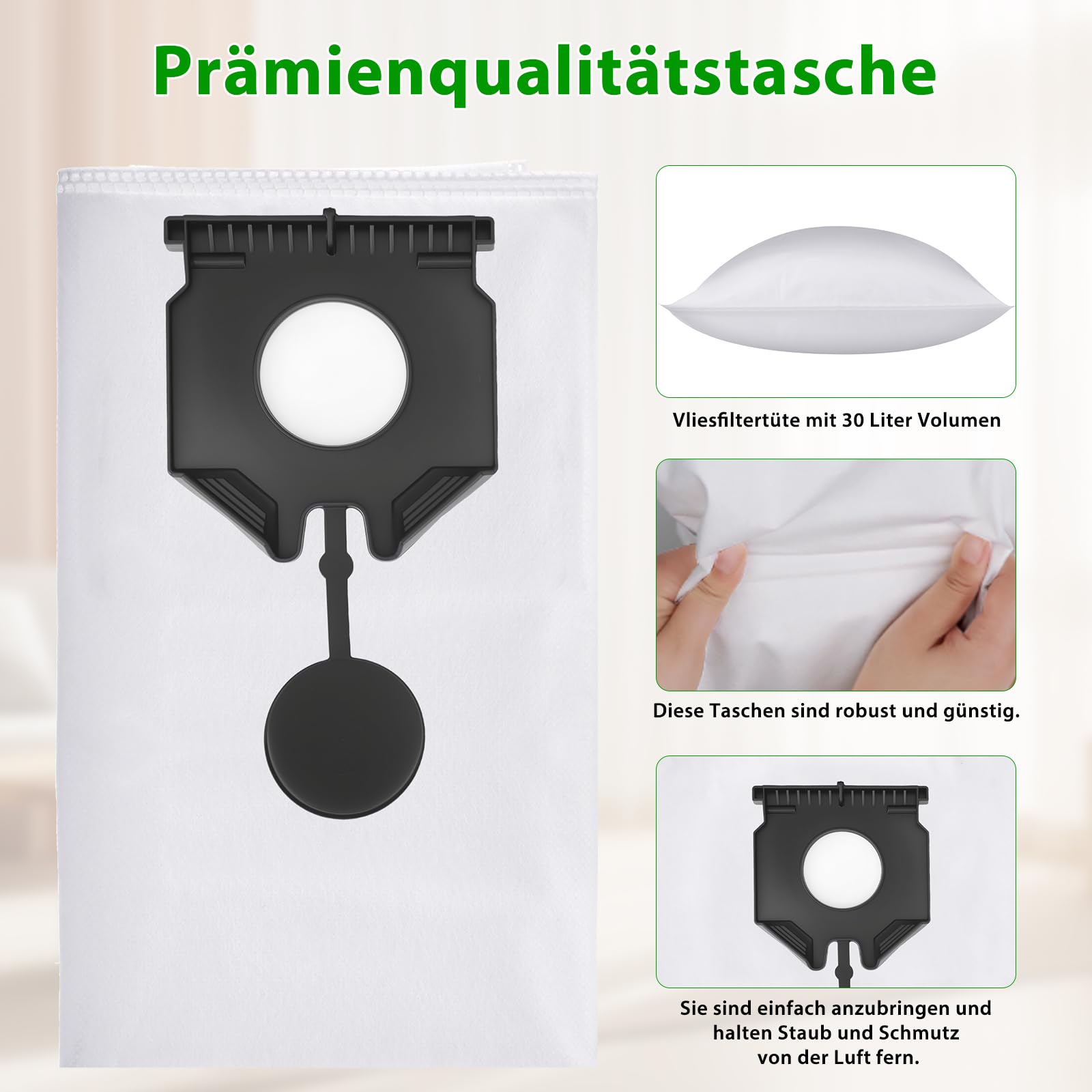10 Stück Staubsaugerbeutel für Kärcher NT30/1 (2.889-154.0) Vliesfiltertüten, NT 30/1 30 L 30L NT 30/1 Ap Te L, NT 30/1 Ap L, 30L für Kärcher Nass-/Trockensauger Zubehör