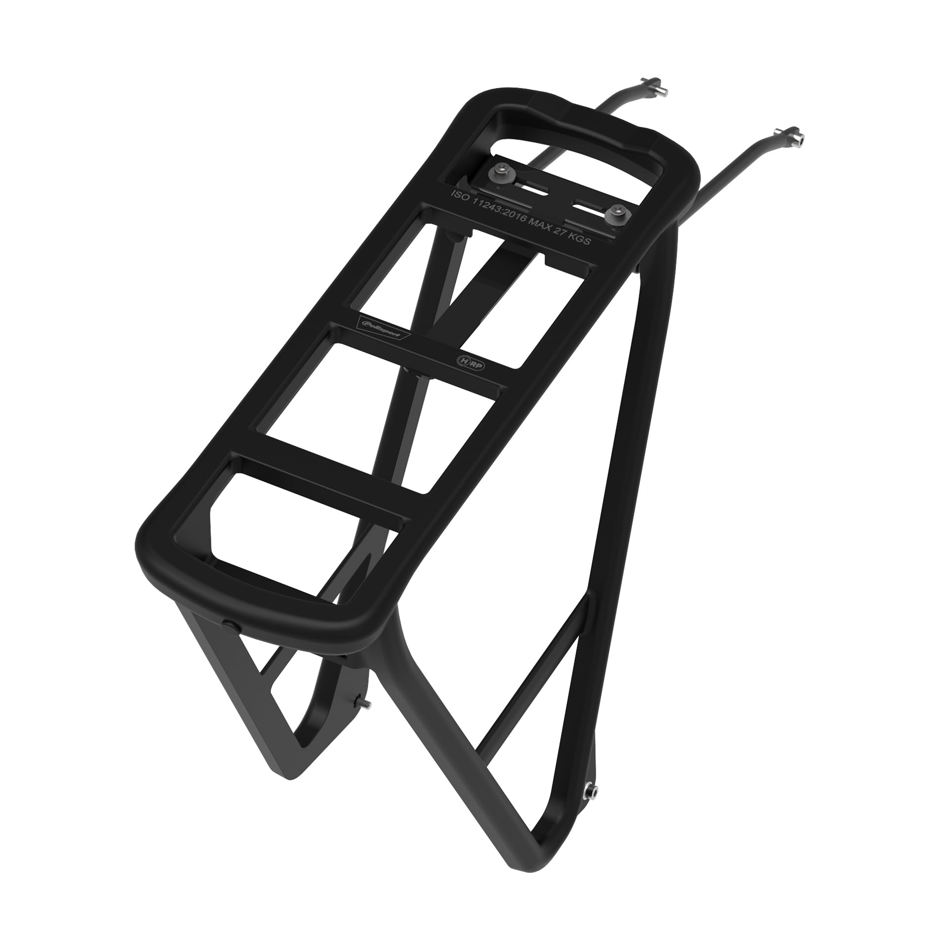 POLISPORT 8873000004 Portabicicletas Trasero HRP – Duradero, Ligero, Montaje Estándar, Compatible con Alforjas, Negro – Soporta hasta 27 kg, Desplazamientos Y Carga