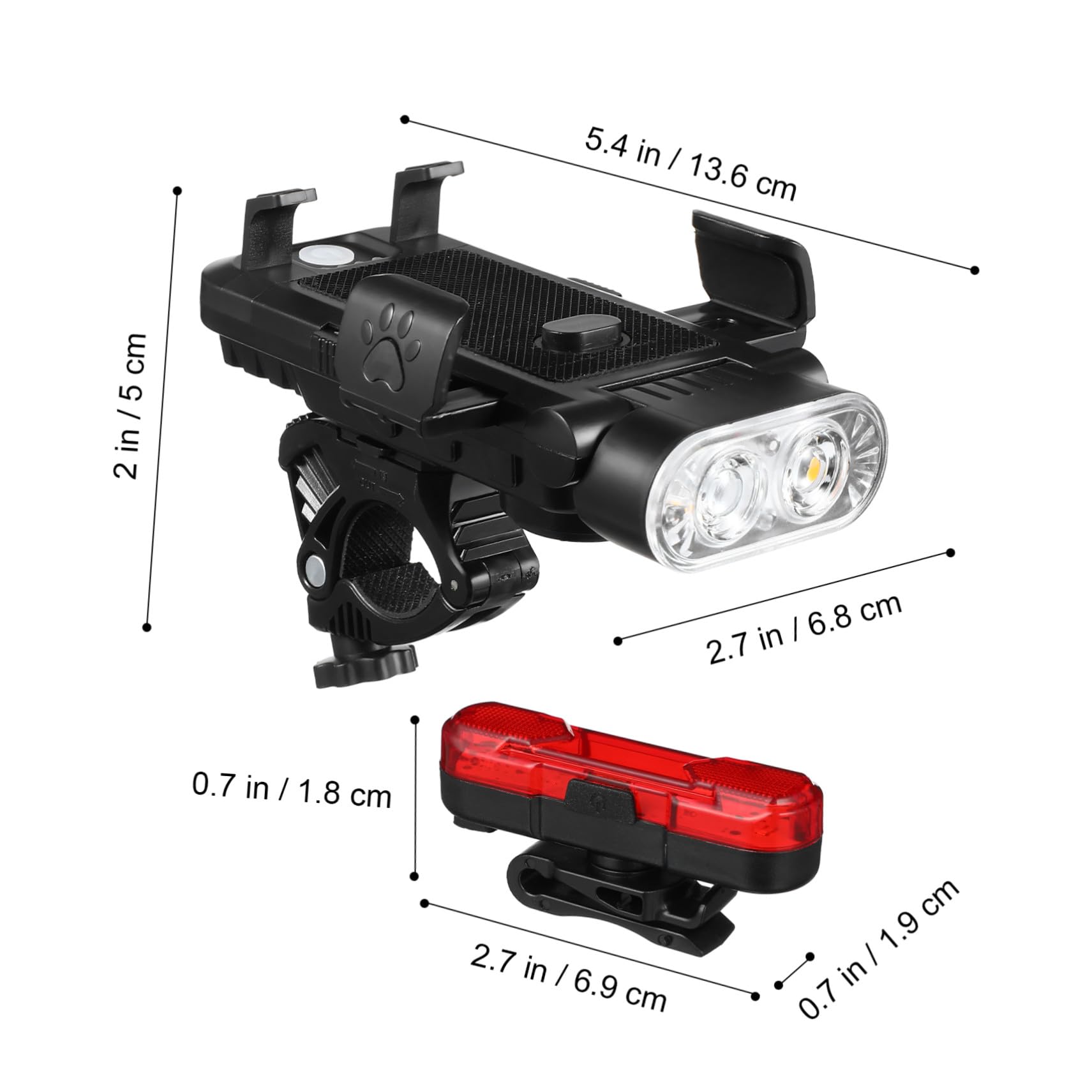 ifundom 4000mah Luce Posteriore per Bici Luci LED per Bicicletta Supporto per Telefono Clacson Batteria Ricaricabile Tramite USB per Guida Notturna in Mountain Bike