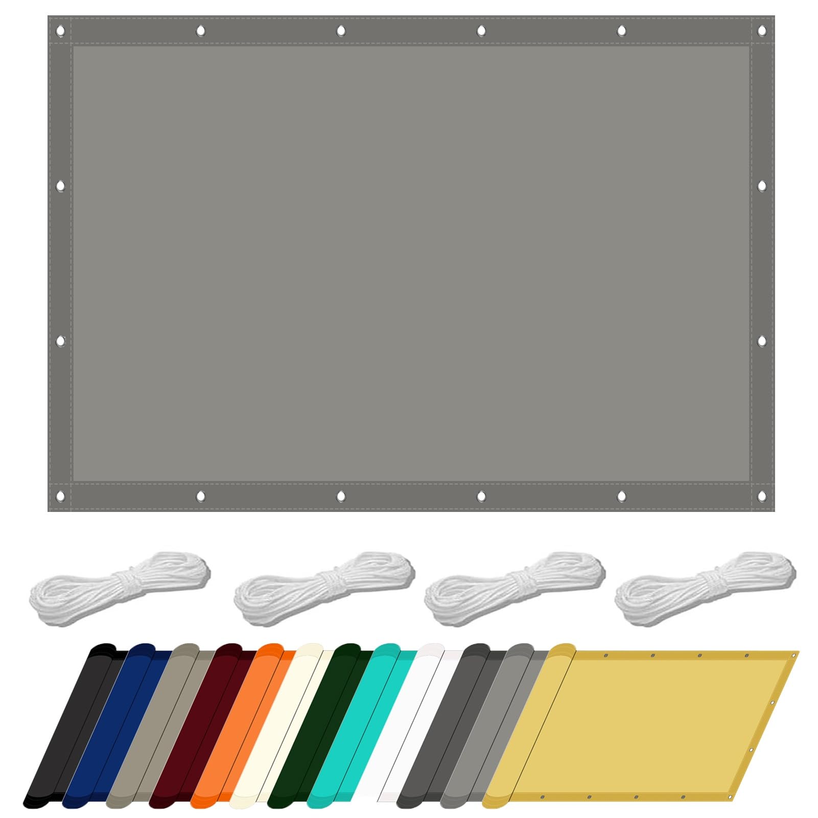 Sonnensegel Wasserdicht 1.75 x 4.8 m Uv-Schutz Wetterfest wasserdichte Sonnensegel Polyester Wasserabweisend für Garten Balkon Schwimmbad, Hellgrau