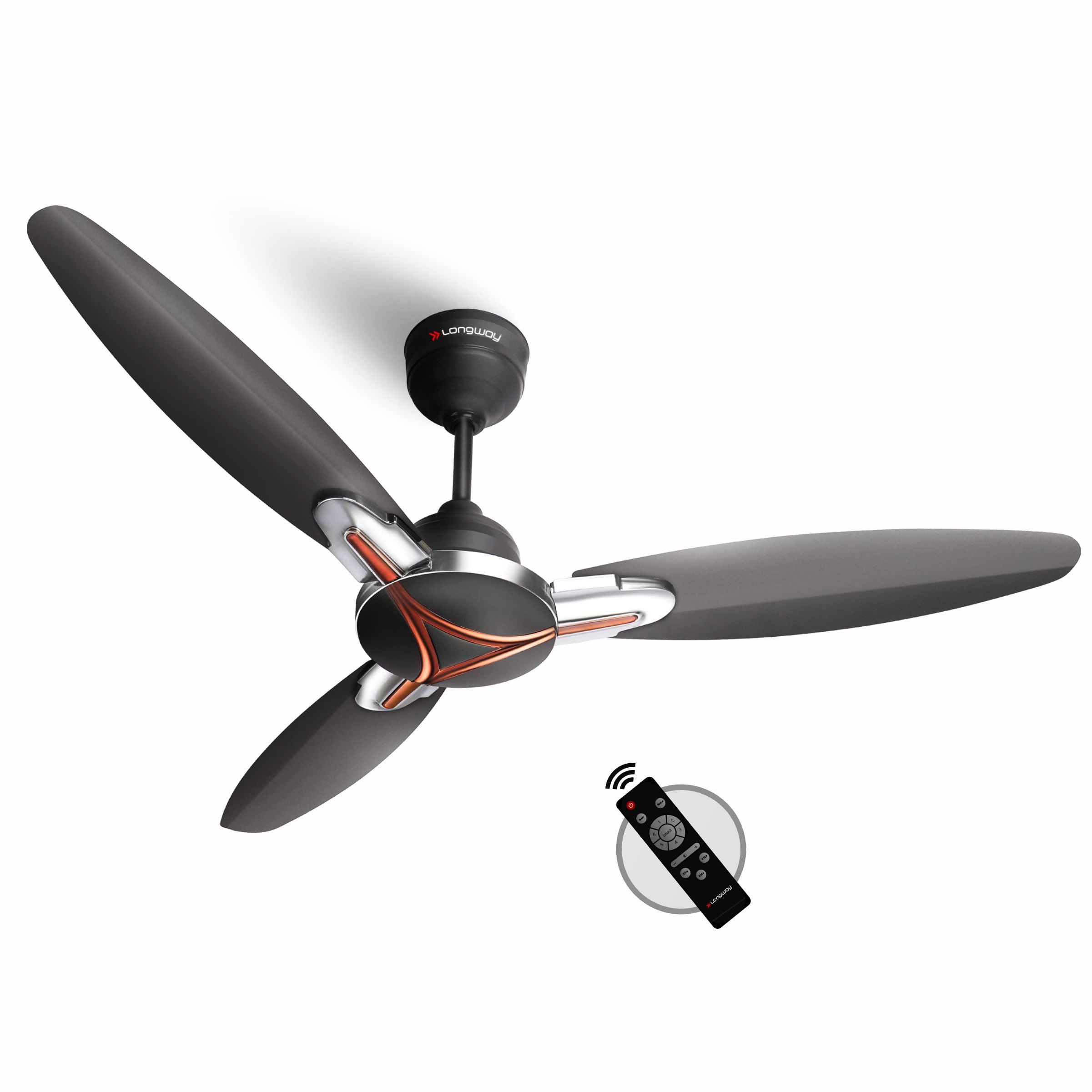 Longway Zephyr 1200 mm BLDC Ceiling Fan with Remote Control | BEE 5 Star Rated Energy Efficient | Ultra High Speed 3 Blade Anti-Dust Decorative Ceiling Fan | 3 Years Warranty (Smoked Brown, Pack of 1)-image-42