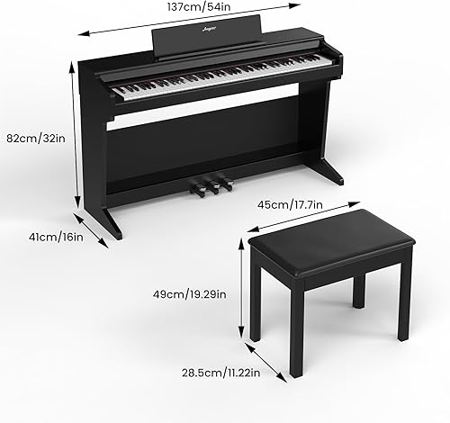 Miniatura 10 de Piano digital, piano de martillo con peso de 88 teclas, piano de teclado eléctrico portátil para principiantesadultos con pedal de sostenimiento,