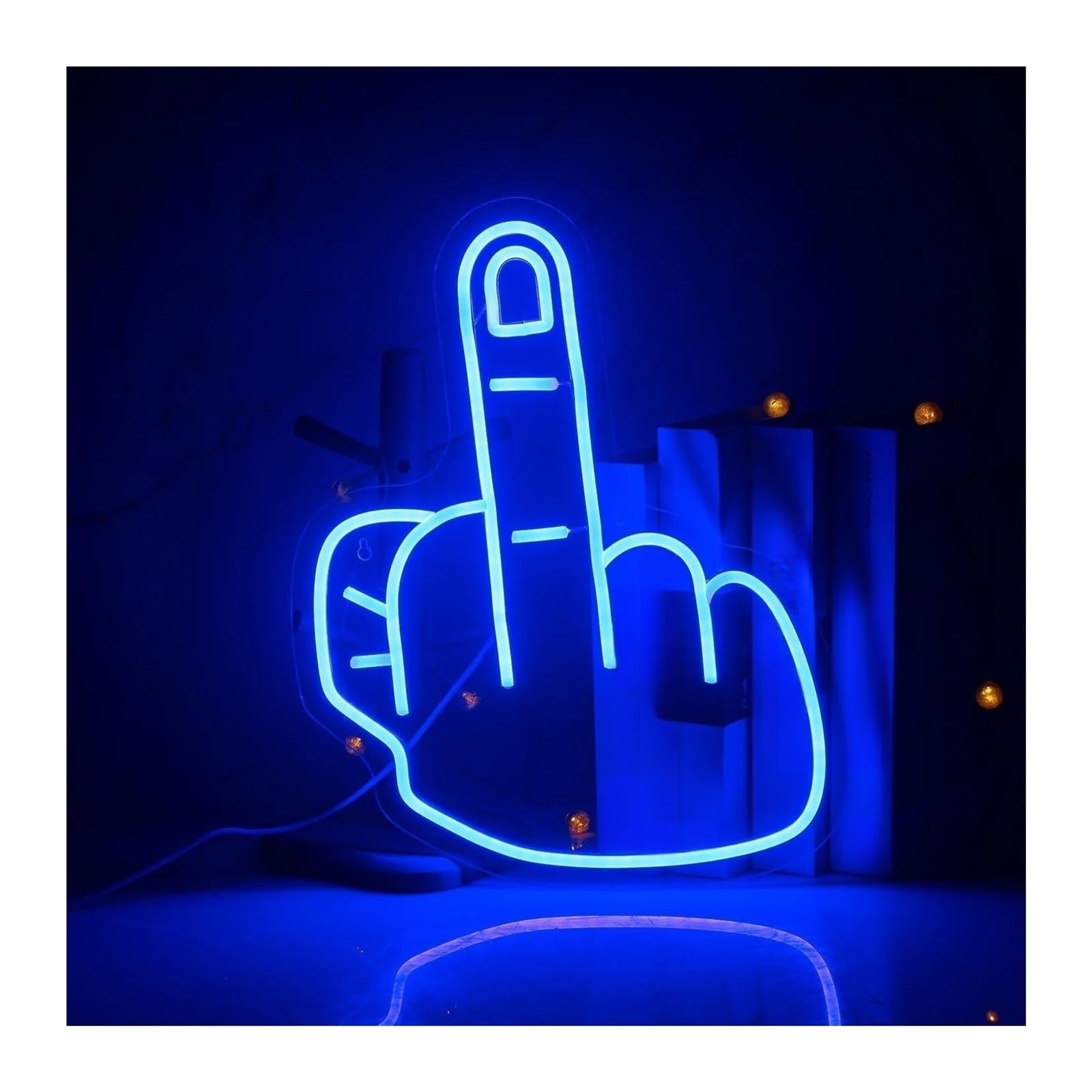 SHOUXI Sign Lamp Middle Finger Gesture Neon Signs, USB Powered Neon Lights Suitable for Club Bistro Party Window Decor 32cmx41.5cm