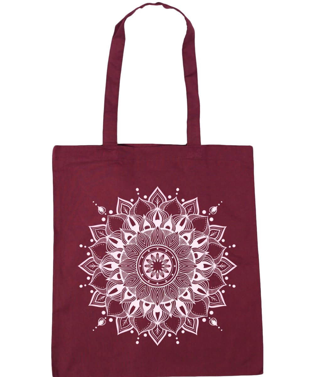Hippowarehouse Mandala Flower Boho Spiritual Calm Girl Energy Tote Shopping Gym Beach Bag 42cm x38cm, 10 litres