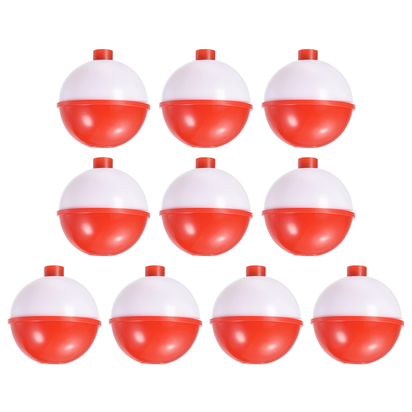 PATIKIL 1.75 Pouce Pêche Bobines, 50 Lot Plastique Pousser Bouton Rond Pêche Flotteur, Rouge et Blanc