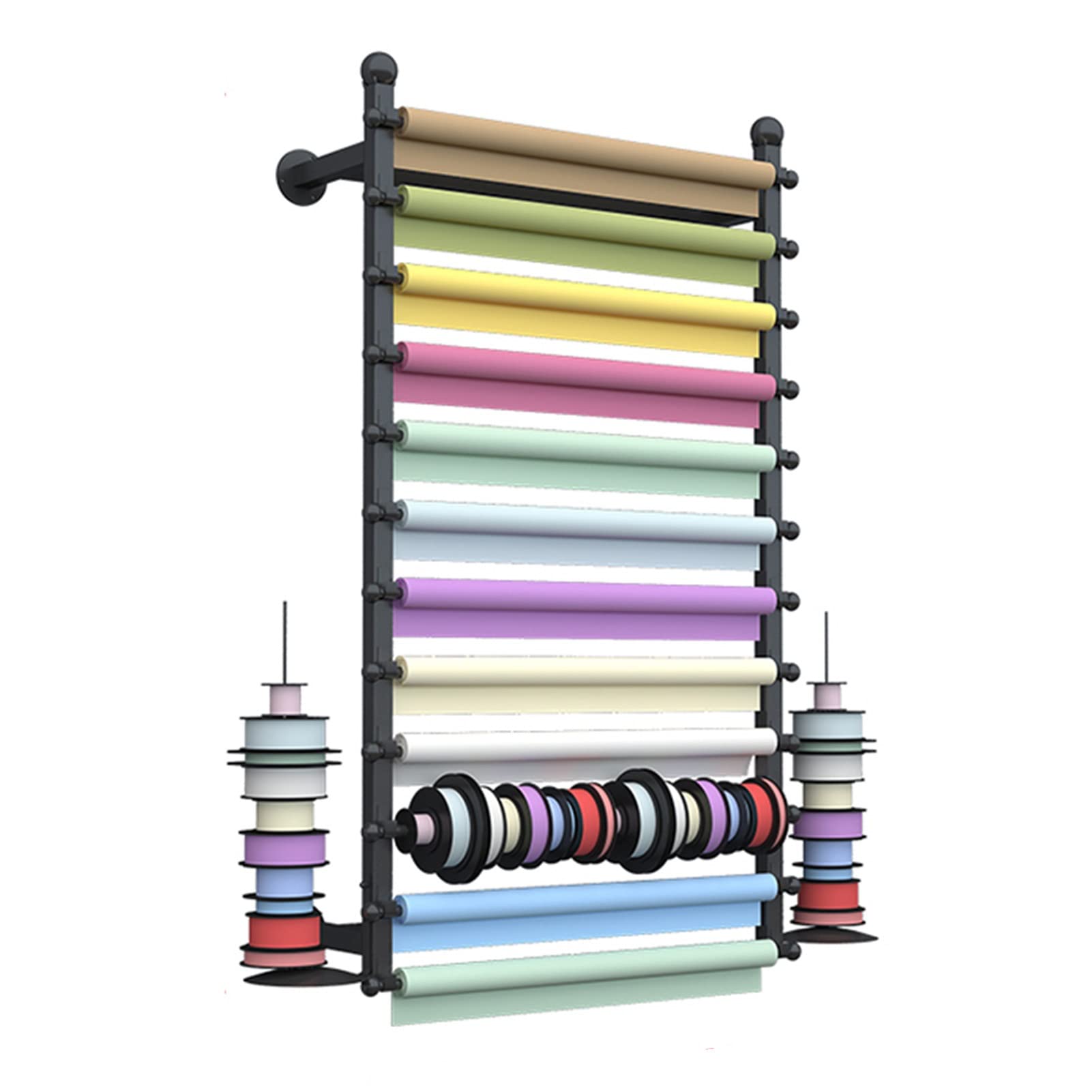 Soporte de pared para papel de regalo con estante de metal de 13 niveles para organizar cintas