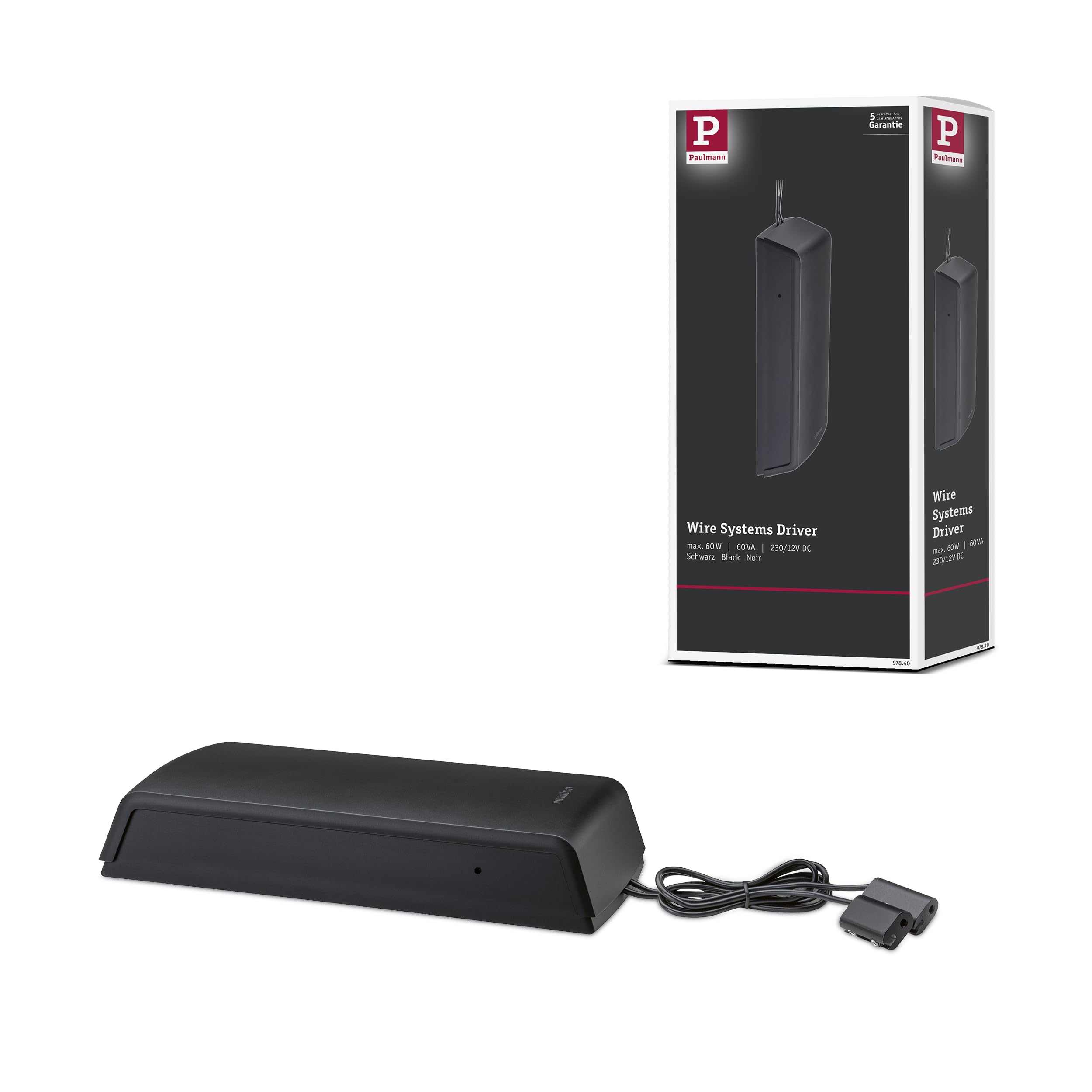 Paulmann 97840 Seilsytem Trafo DC eckig max. 60 Watt erweiterbar Schwarz Kunststoff
