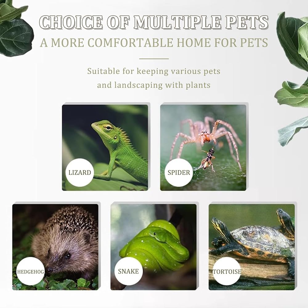 Tanque de terrario para reptiles, hábitat panorámico de vidrio para lagartos, serpientes, dragones barbudos, tortugas y camaleones, caja de alimentación para mascotas