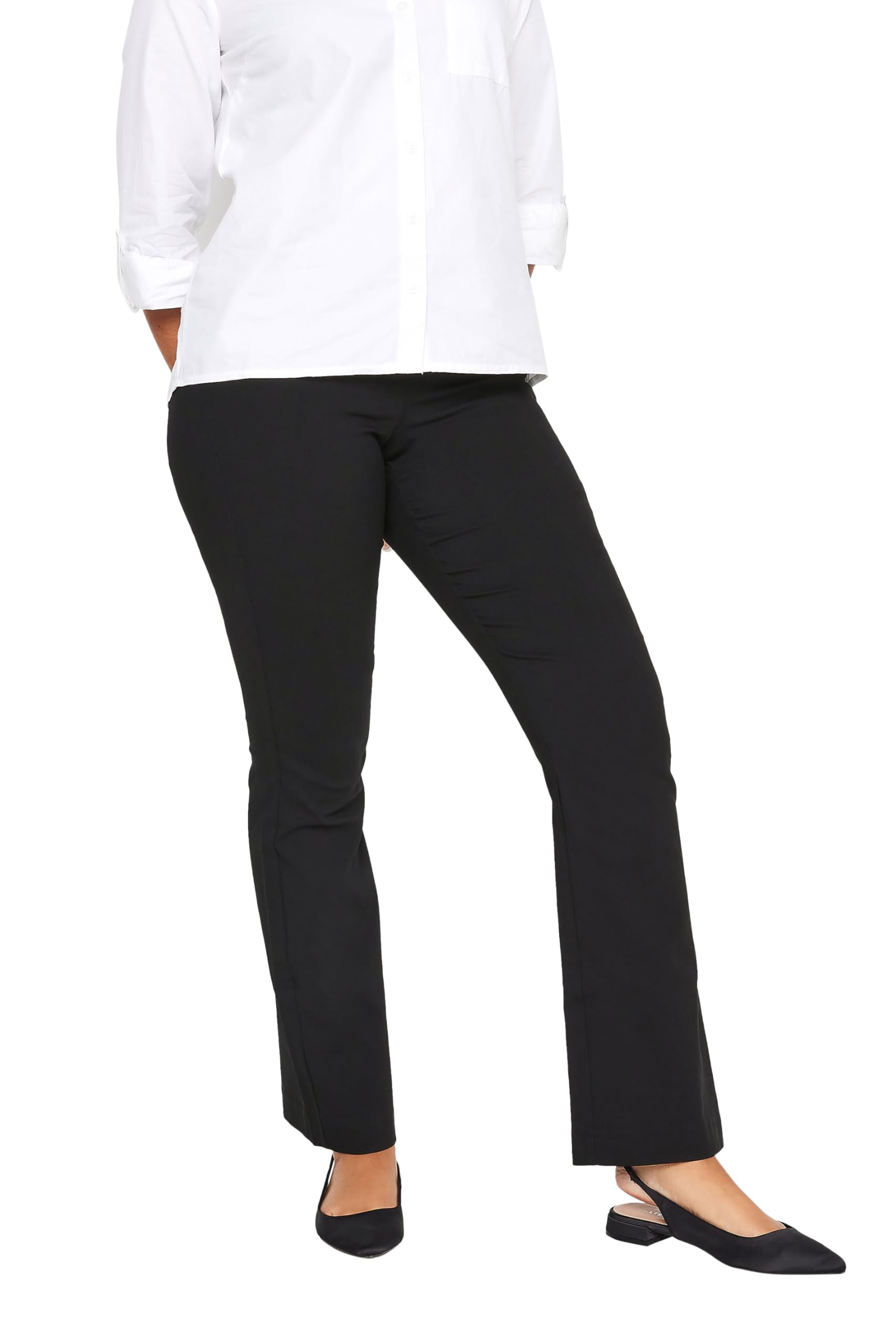 M&Co Women's Black Bootcut Bengaline Trousers Size 16