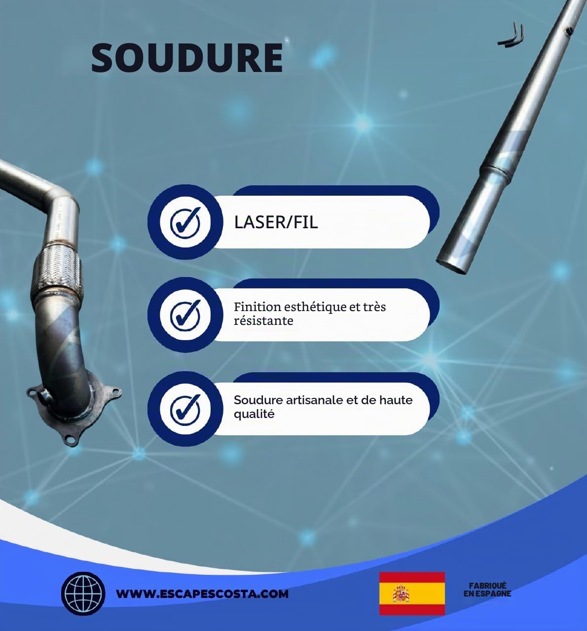 DOWNPIPE 2.0 TFSI-2.0 TSI compatible avec: Golf V-VI/Leon II/SCIROCCO / A3 8P / JETTA
