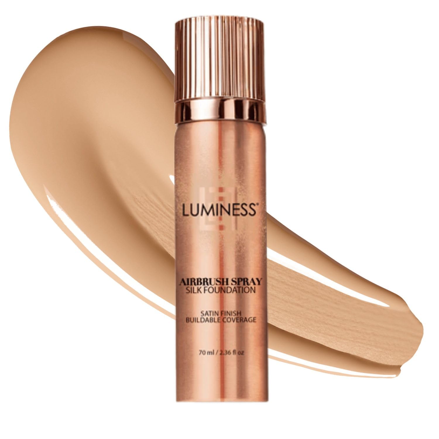 LUMINESS Silk Airbrush Spray Foundation – Full Coverage Foundation – Formula Hydrates & Moisturizes with Hyaluronic Acid, Aloe Vera & Hydrolyzed Silk (Shade – Light Medium)