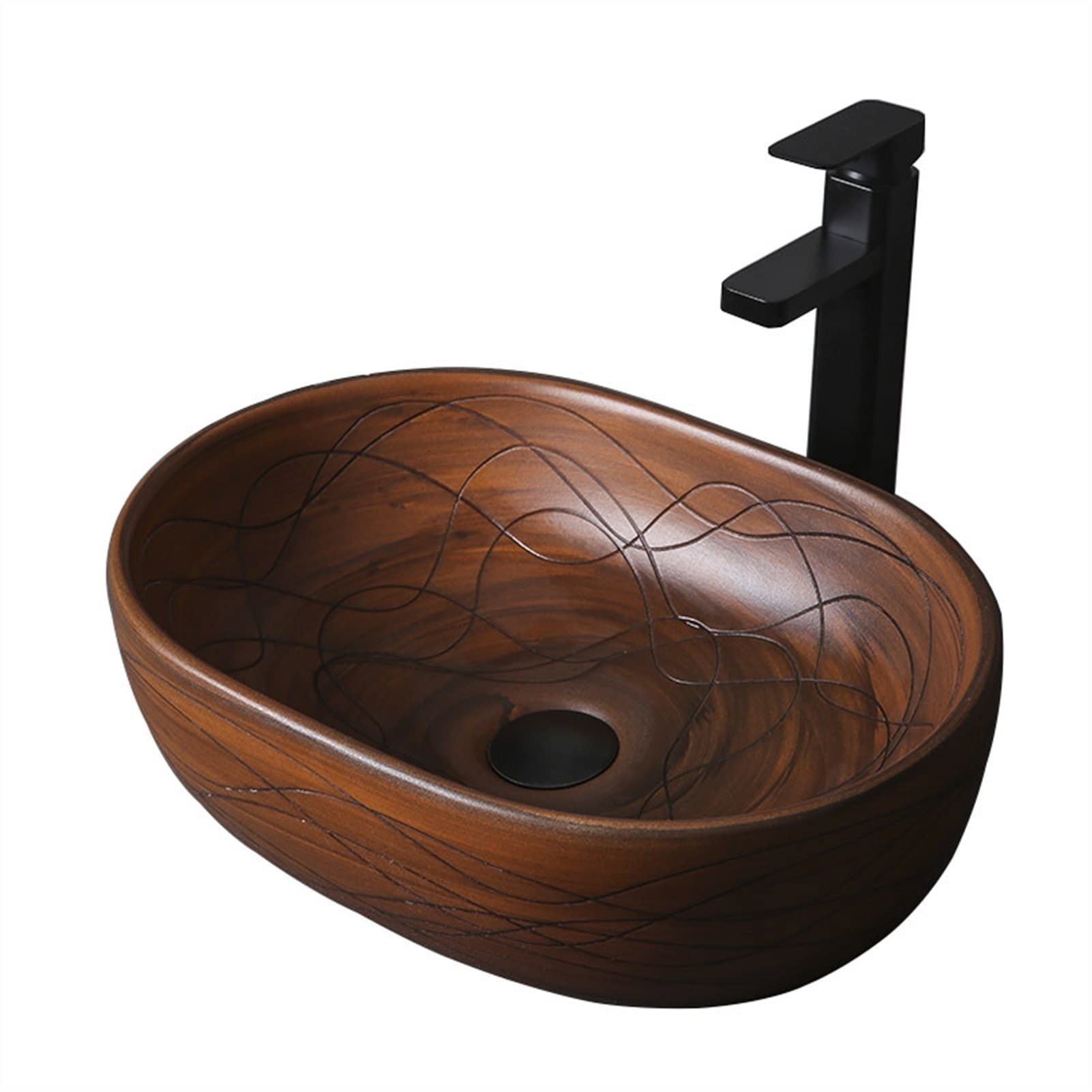 Bathroom Countertop Vessel Sink Bathroom Vessel Sinks Art Basin Oval Ceramic Countertop Sink for Indoor and Outdoor Use Bathroom Sinks