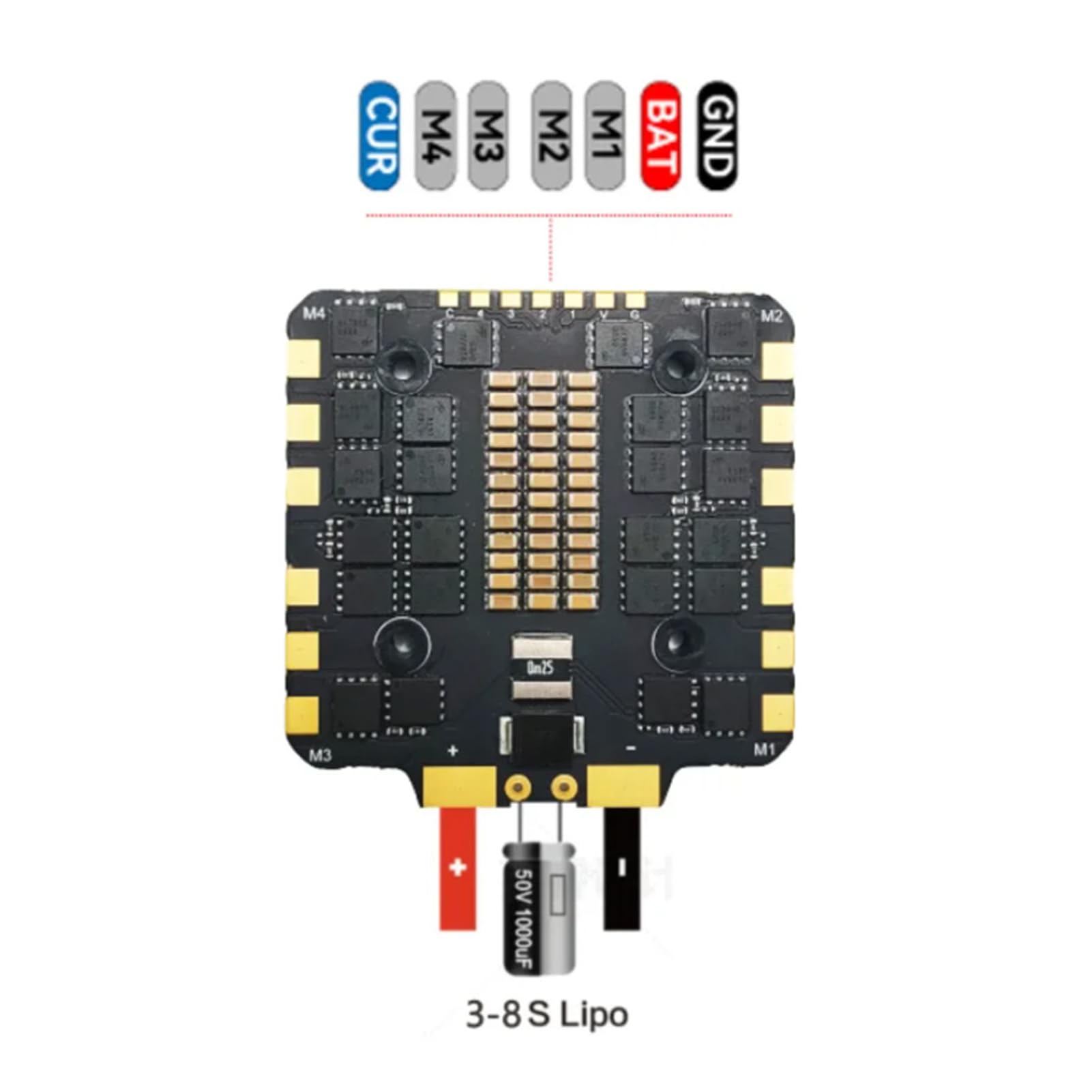 Generic Mini Kontroler Lotu F722 z 80A 4w1 BLheli_S ESC do Zdalnego Sterowania Quadcopterem Wyścigowym FPV, Akcesoria do Dronów Lipo 3-8S (BLACK #-2)