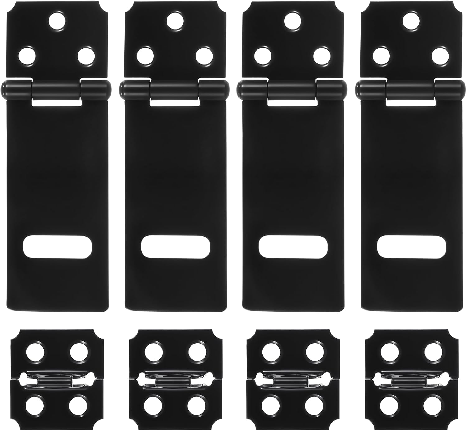 Lock Hasp Latch, 4 Pack 3inch Black Padlock Hasp Safety Packlock Clasp Door Slide Latch Lock Gate Locks hasps for Home Yard Garden Wooden Fence Cabinet