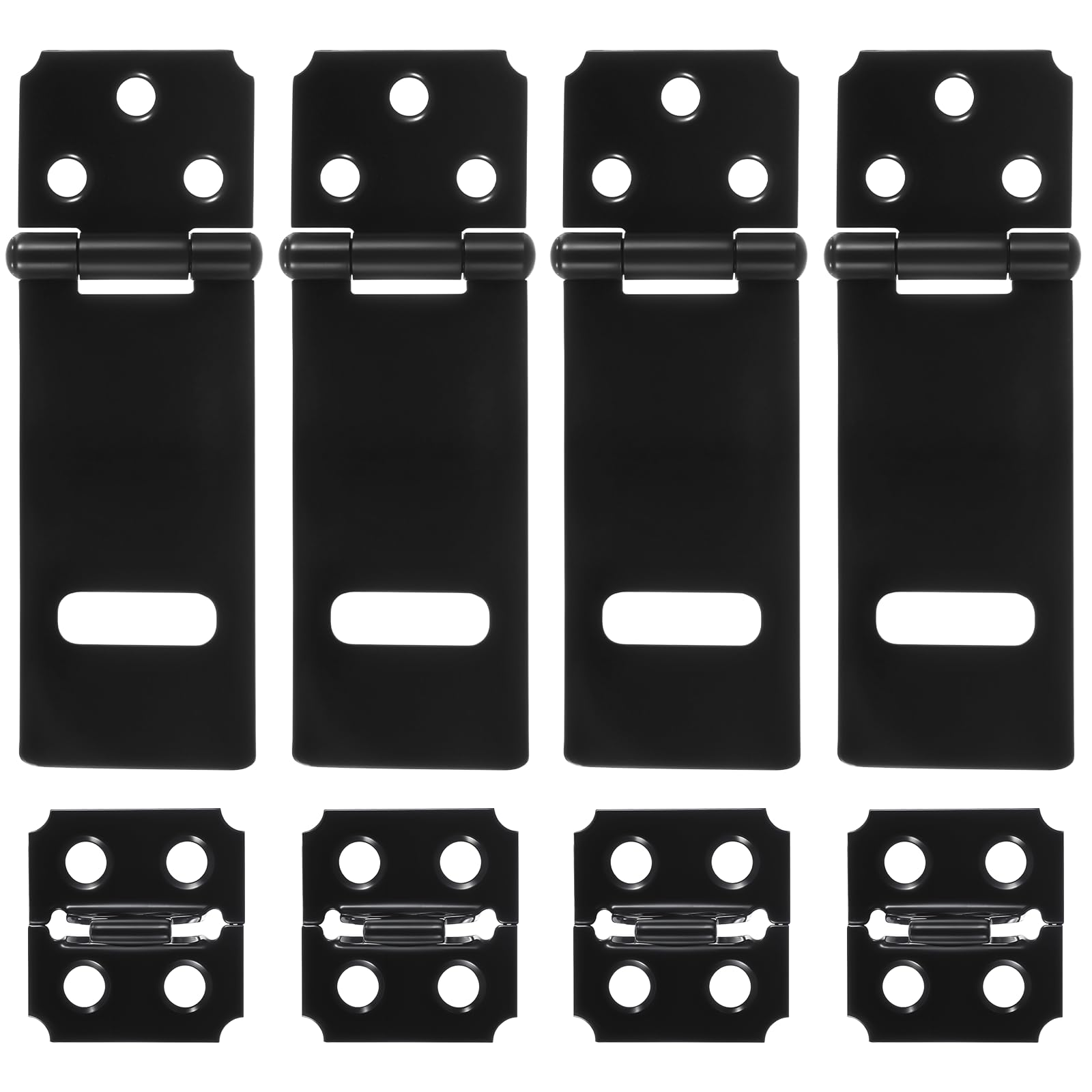 Lock Hasp Latch, 4 Pack 3inch Black Padlock Hasp Safety Packlock Clasp Door Slide Latch Lock Gate Locks hasps for Home Yard Garden Wooden Fence Cabinet