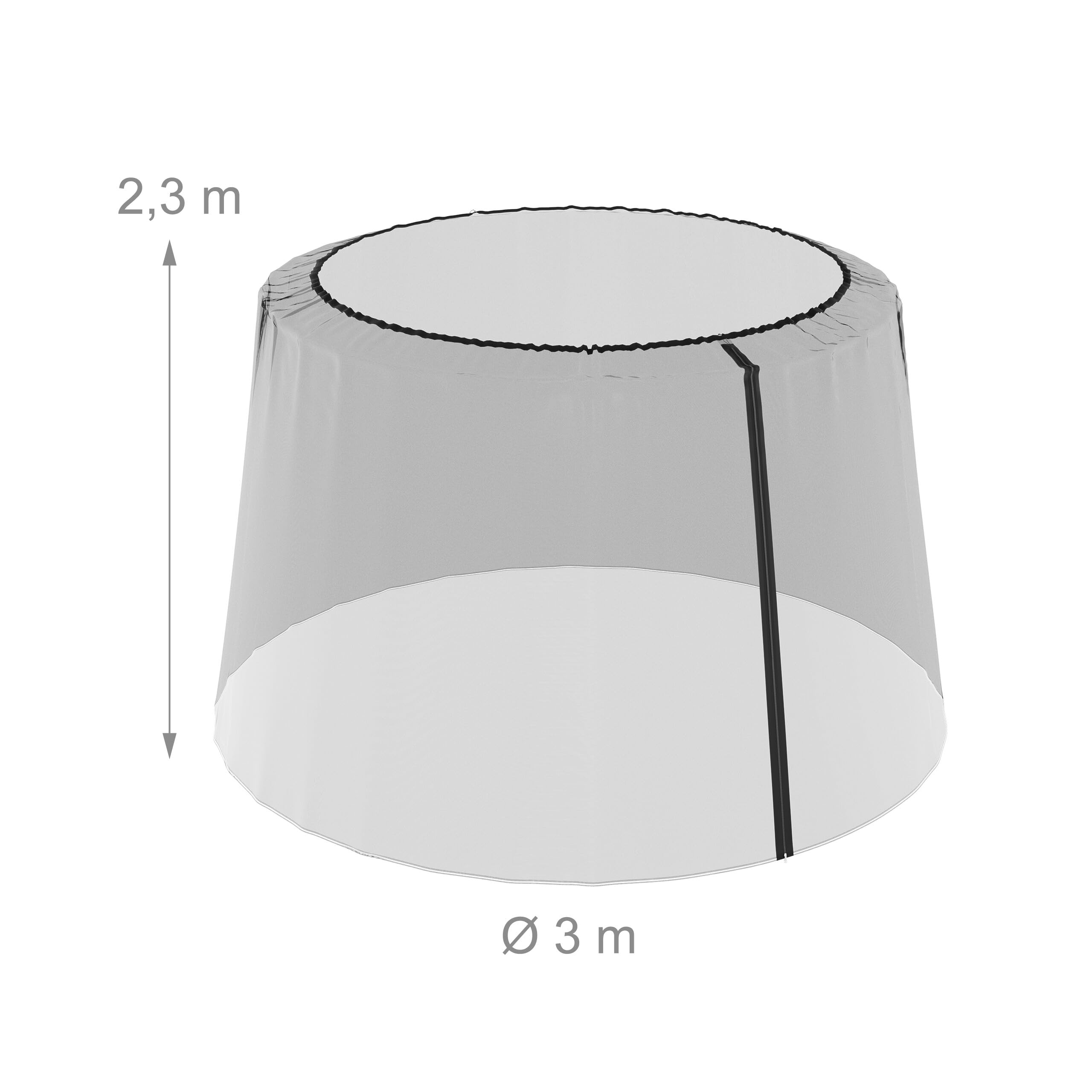 Relaxdays Moustiquaire Parasol, 250-300 cm, extérieure, Mailles serrées, Ajustable, Protection Contre Insectes, Noir
