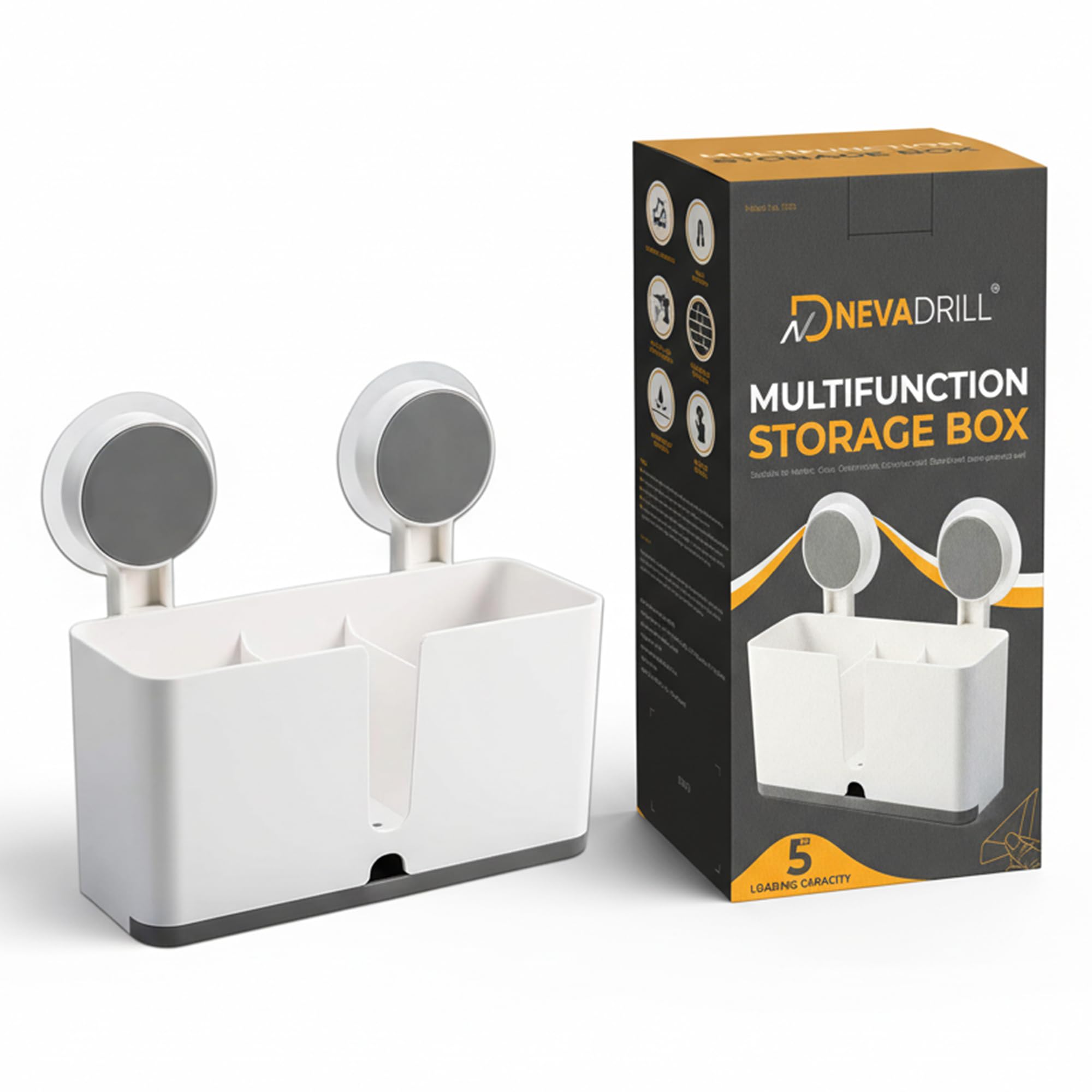 NEVADRILL Self Adhesive Magic Sticker Toothbrush Holder Wall Mounted for Bathroom, Organizer for Electric Toothbrushes, Toothpaste, Shaver, Razor and Makeup Brush [NR-1336]