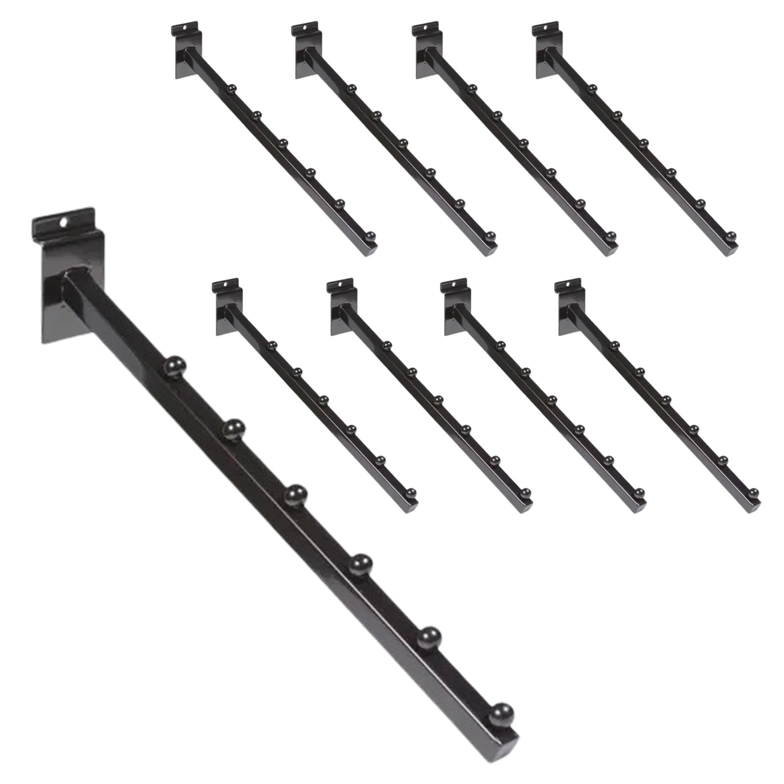 Hyuetrsa 10 Pack Black Waterfall Slatwall Hooks, 6 Ball Waterfall for Slatwall,12 Inch Slatwalls Accessories for Retail Home Garages and More.
