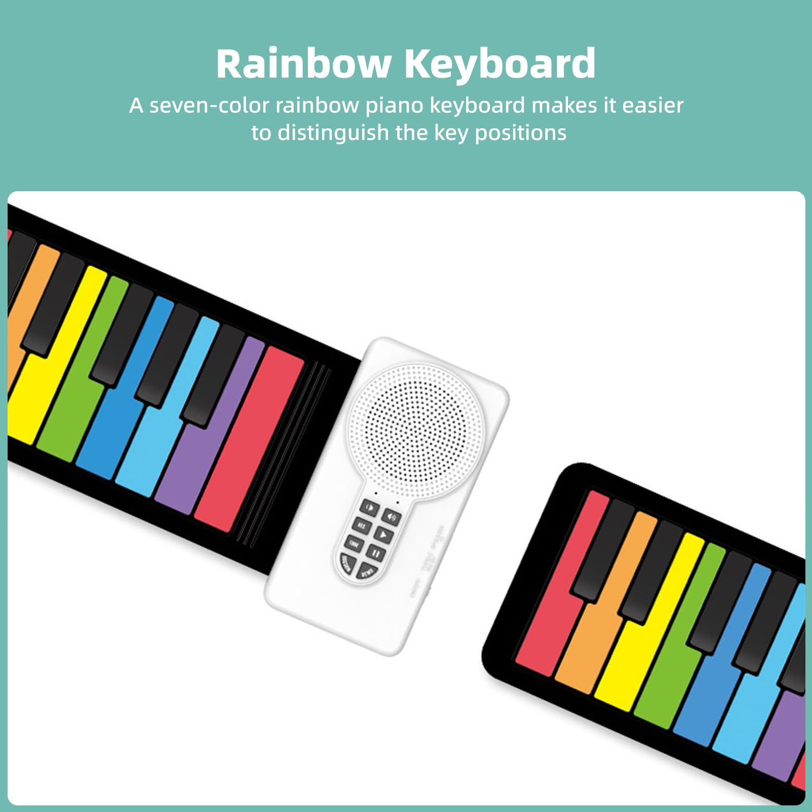 Tissting Tisstin Tastiera Elettronica Portatile 49 Tasti Silicone Con Altoparlante - Tastiera Arrotolabile Per Principianti, Musicisti In Viaggio, Include Cavo Di Ricarica E Manual (Versione a colori)