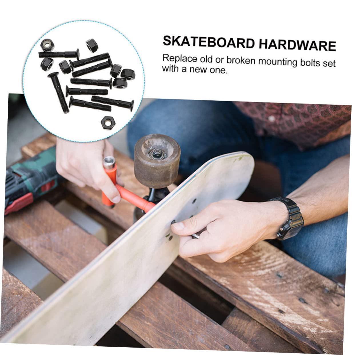 GOOHOCHY Skateboard Deck Wall Mount Accessories 40 Pieces Hardware Set Replacement Mounting Bolts Screws