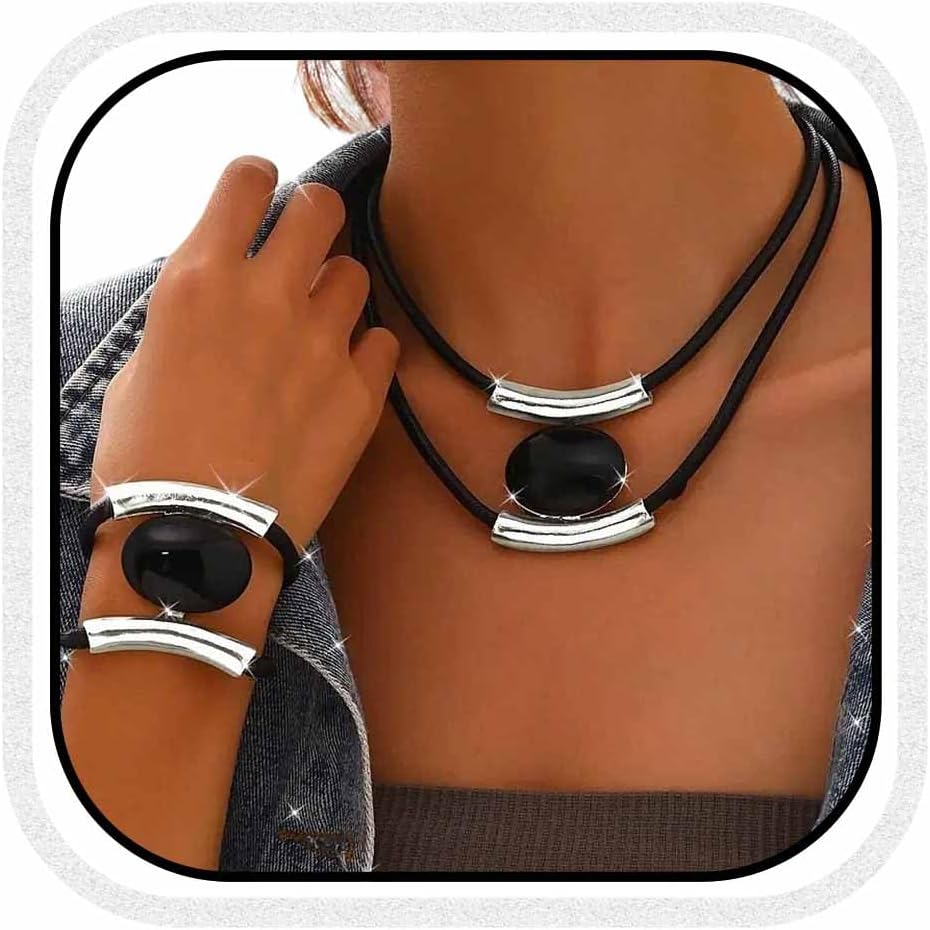 CLOACE Necklace Set Boho Double-Layer Pendant Necklace Bracelet Sets Vintage Fashion Jewelry for Women