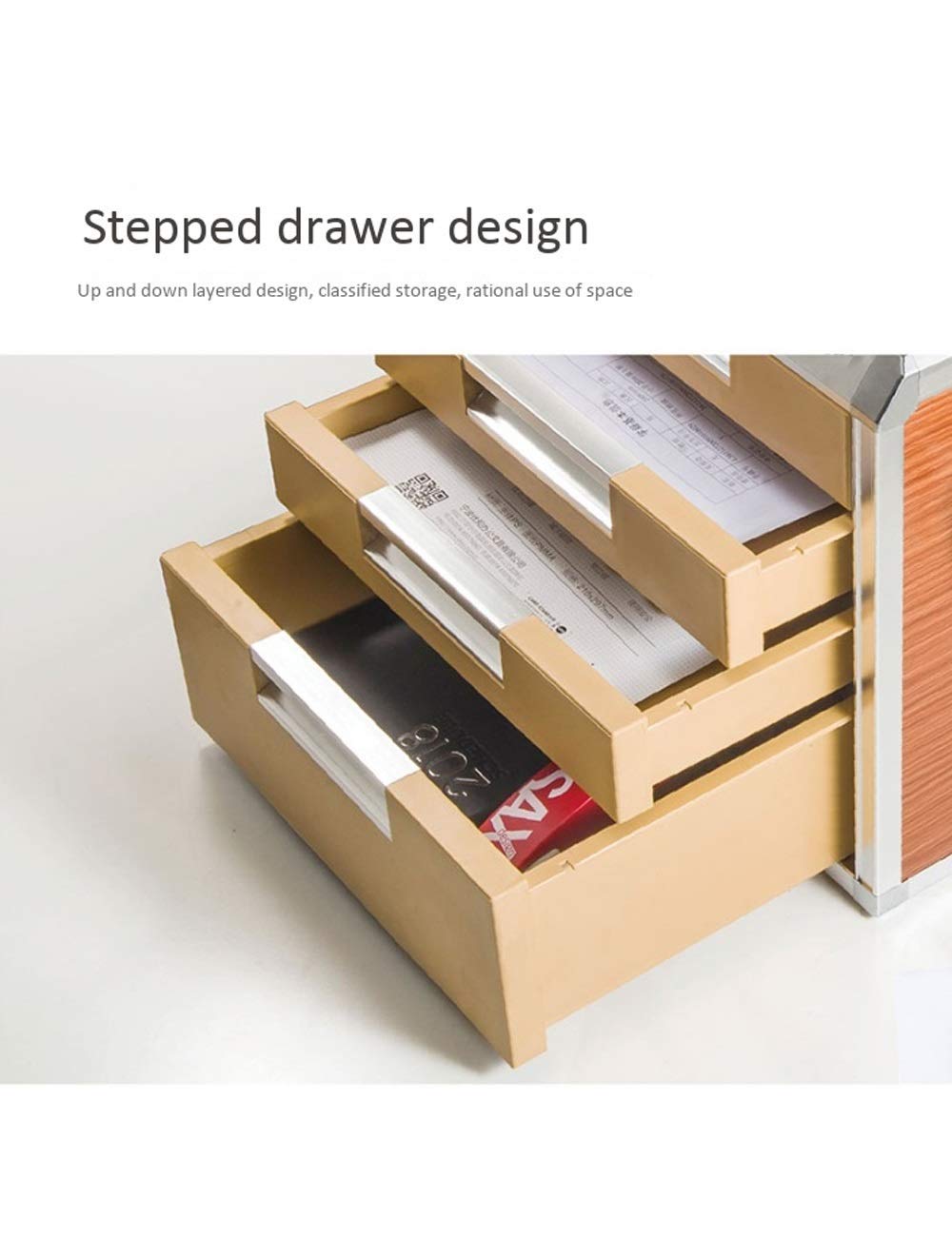 Armadio Di Archiviazione Multifunzione per Ufficio - Innovazione Al 5 ° Piano Design Accattivante Venature Del Legno, File Manager Argento Gestore File Armadietti Armadietto Desktop Manager,un